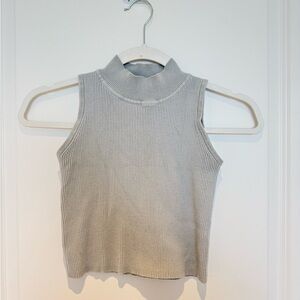 Zara Gray Blue Ribbed Sleeveless Turtleneck